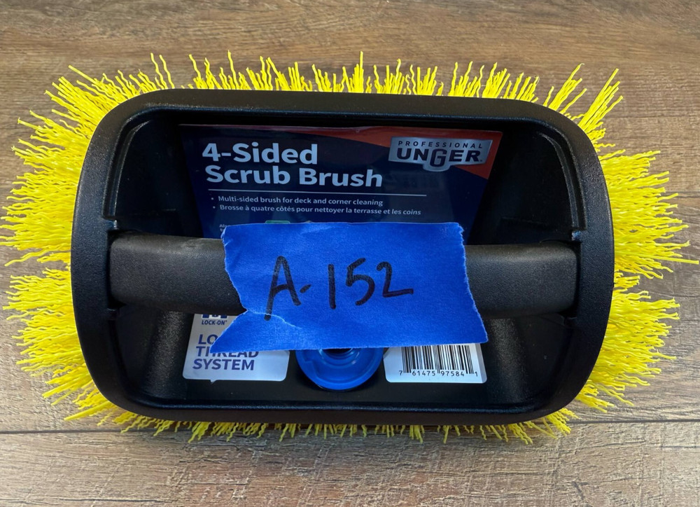 Unger 4-Sided Scrub Brush Lock-On Thread System 975840 for Deck, Corner Cleaning