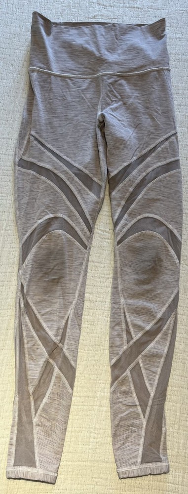 Size 6 Lululemon Grey Space Stripe Mesh Panel Legging