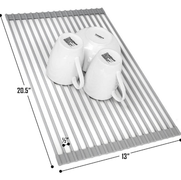 Roll Up Dish Drying Rack Over Sink Stainless Steel Kitchen Drainer