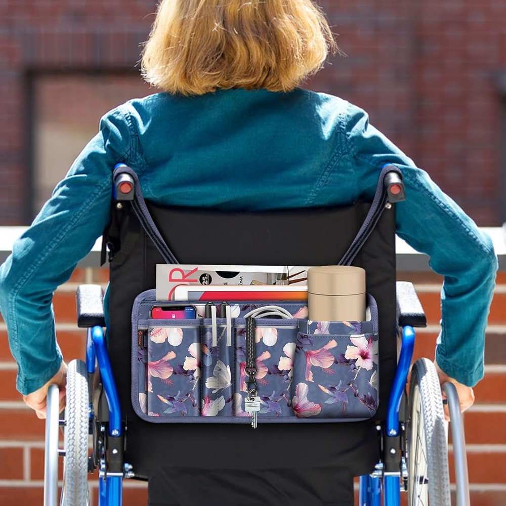 Seniors’ Reflective Wheelchair Bag with Adjustable Straps & Multiple Pockets