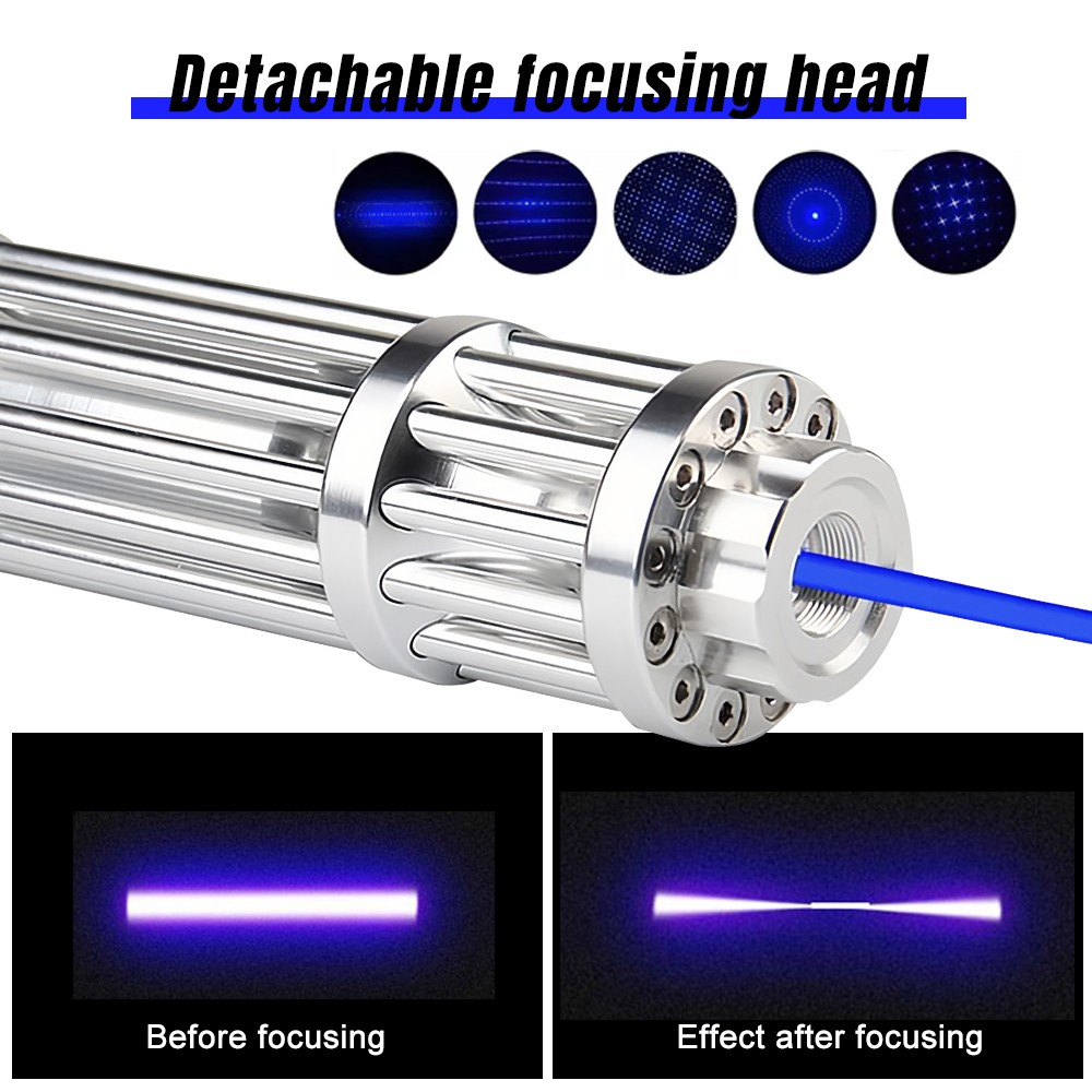 450-n-m Blue Laser Pointer 10W Adjustable Beam Light Torch Lazer Dot & Battery