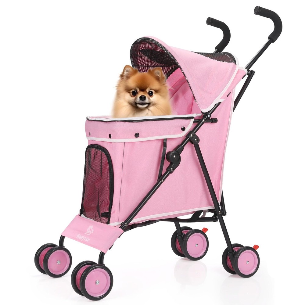 Umbrella Dog Stroller, 4 Wheels Pet Strolling, Foldable Carrier Pet Stroller ...