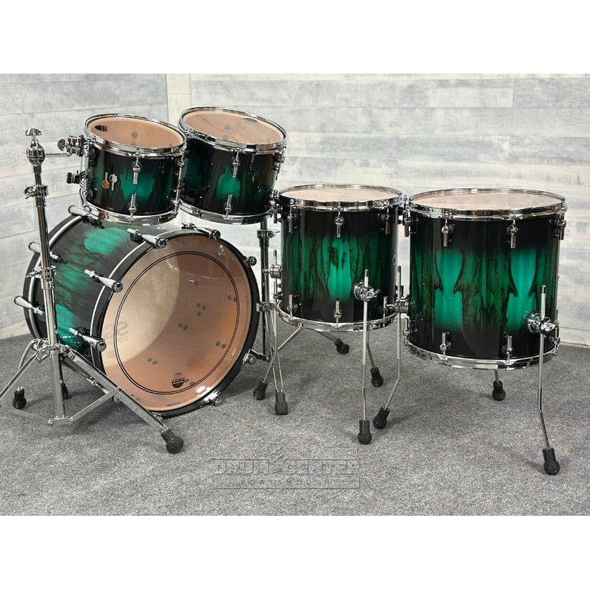 Sonor SQ2 Beech 5pc Drum Set Green Burst over African Marble Gloss