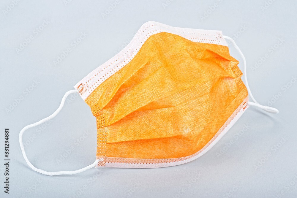 three layer Mask Covering, Disposable Protective Mask (Orange) 50 Per Box.