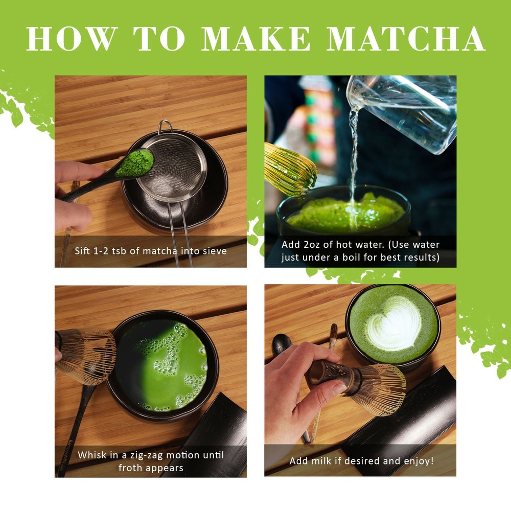 BambooMN Matcha Tea Set - Six-Piece Set - Black
