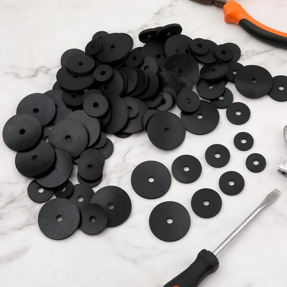 100pcs Flat Rubber Washers - Versatile Tools for Faucets and Appliances