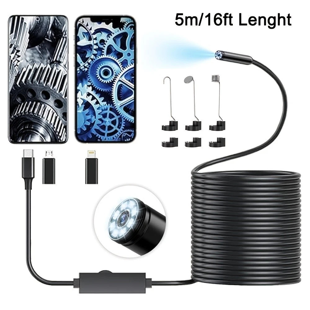 5M Endoscope Camera with Light,1920P HD Borescope Camera for iOS,Android,c