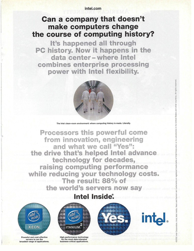 2002 Intel Processors Inside Computing History Vintage Magazine Print Ad/Poster