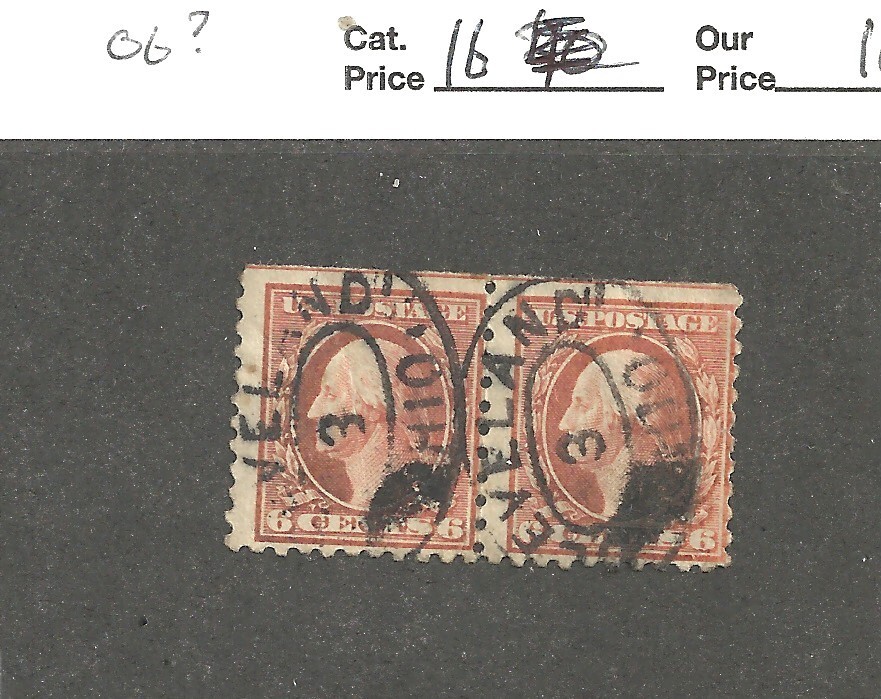 # 468, 6 cent red orange, 1916, VF pair,  cat.$20