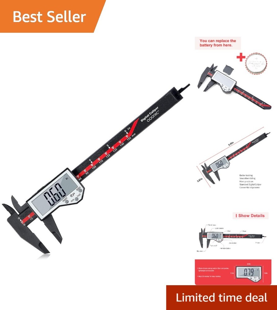 Precision 0-6" Electronic Caliper - Includes Spare Battery & LCD Display