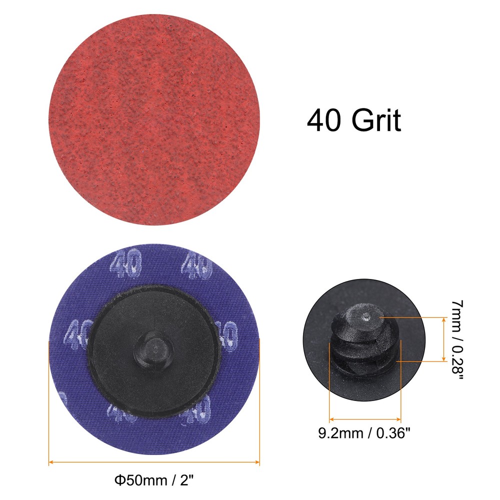 25pcs 2" 40 Grit Quick Change R-Type Sanding Discs Ceramic Grains Red Blue