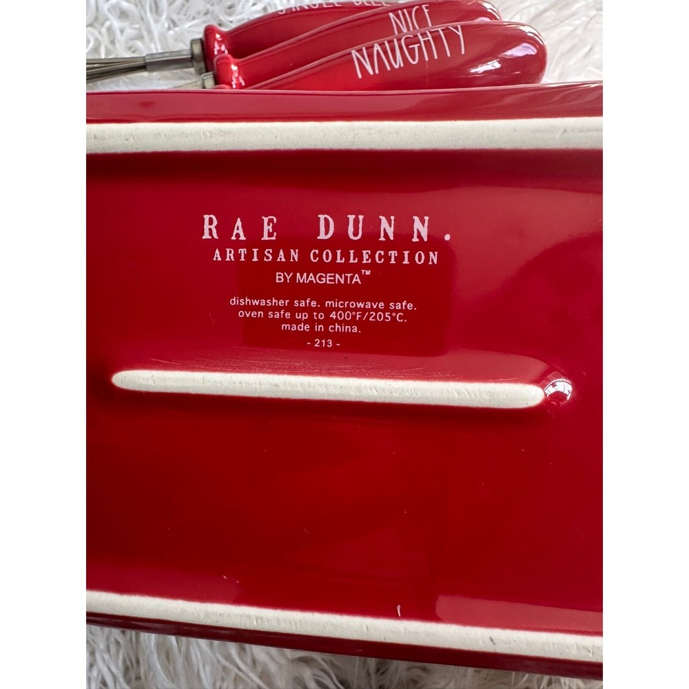 Rae Dunn Bake Dish serving Red spoons and whisk Set