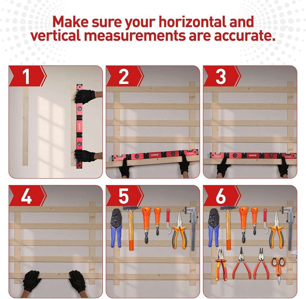 Saker Multi-function Foldable Level, 28-Inch Multi-Angle Measurement Red