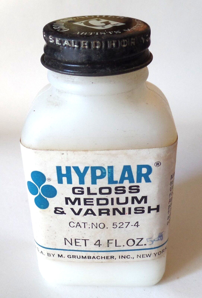 Vintage HYPLAR GLOSS MEDIUM & VARNISH Plastic Bottle & Lid