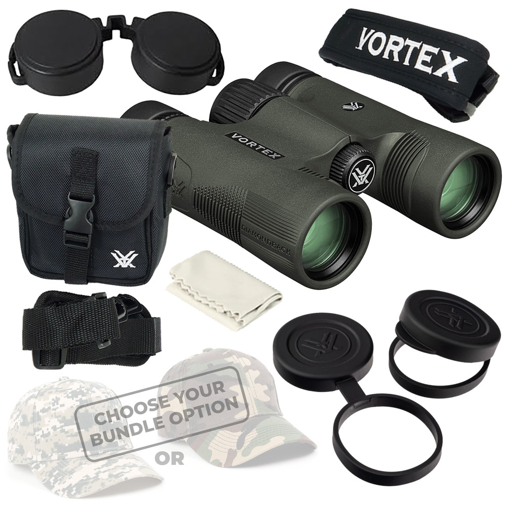 Vortex Optics DB-210 Diamondback HD 8x28 Binocular with Free Hat Bundle