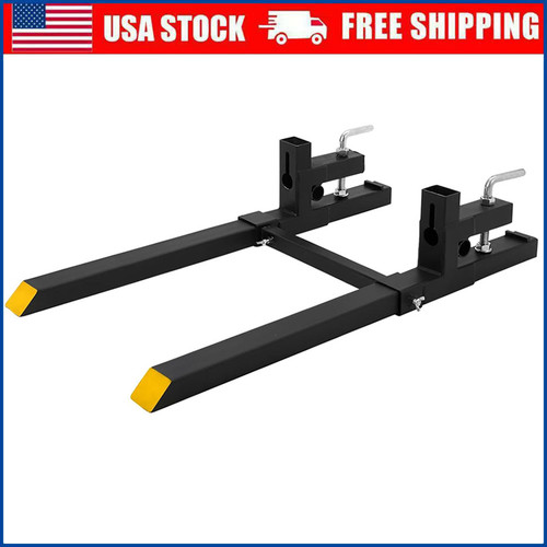 60" 4000LBS Clamp On Pallet Forks with Adjustable Stabilizer for Tractor Loader