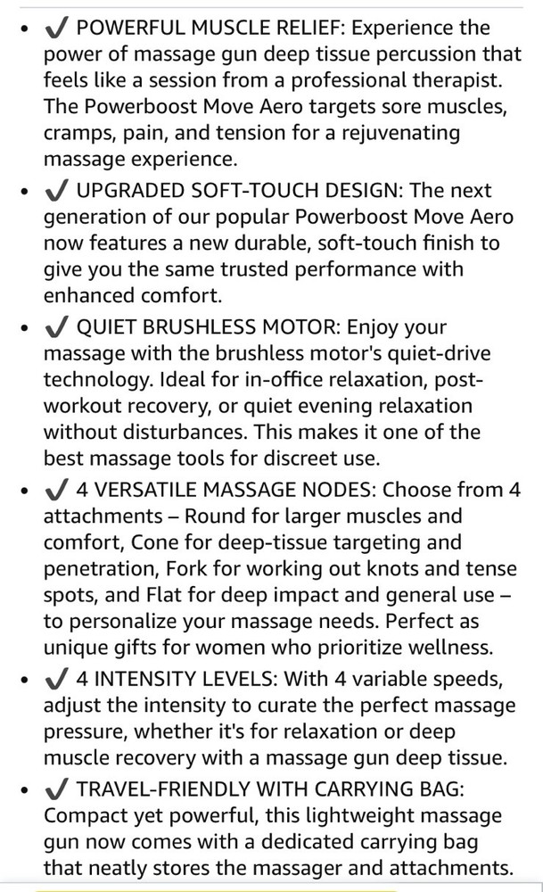 Sharper Image Massage Gun Powerboost Move Aero 3.0 Mini Percussion