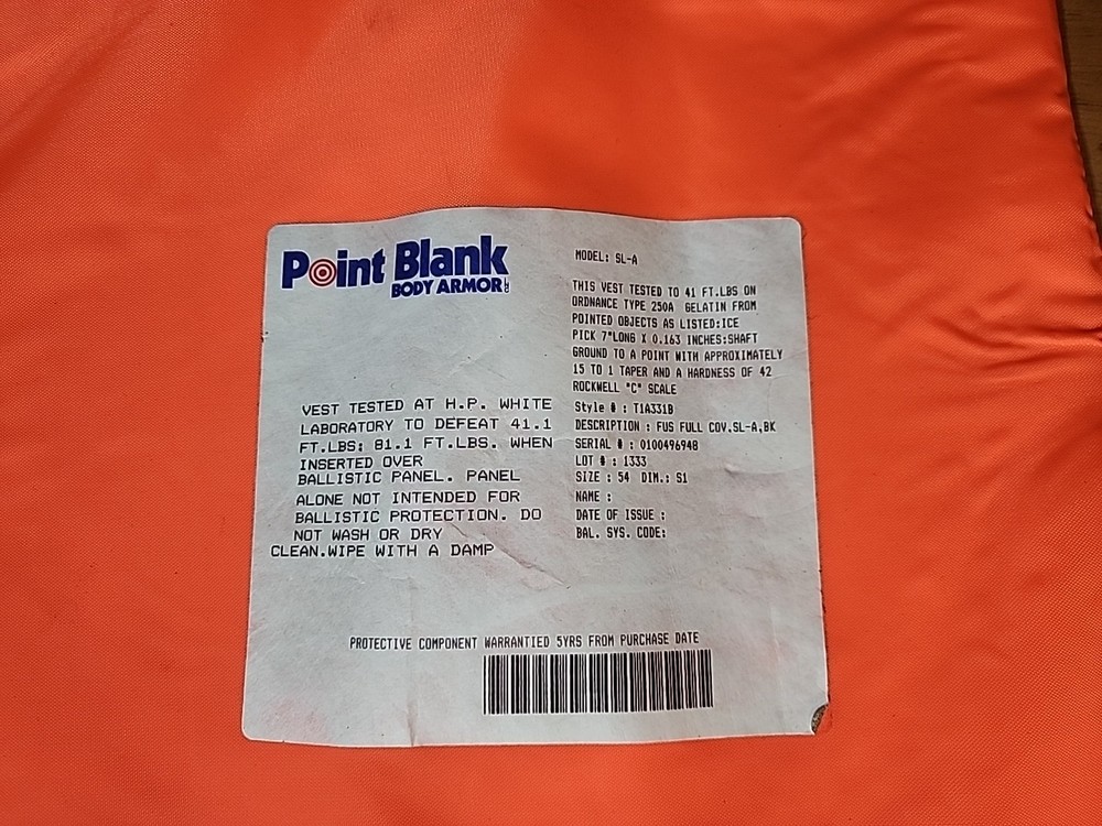 Point Blank 54R Removable Spike Inserts SL-A (2) Carrier (2) and assorted Straps