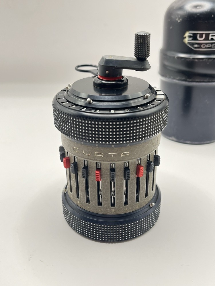 Curta Calculator Type II - Mechanical Curta Type 2 With Tin Case