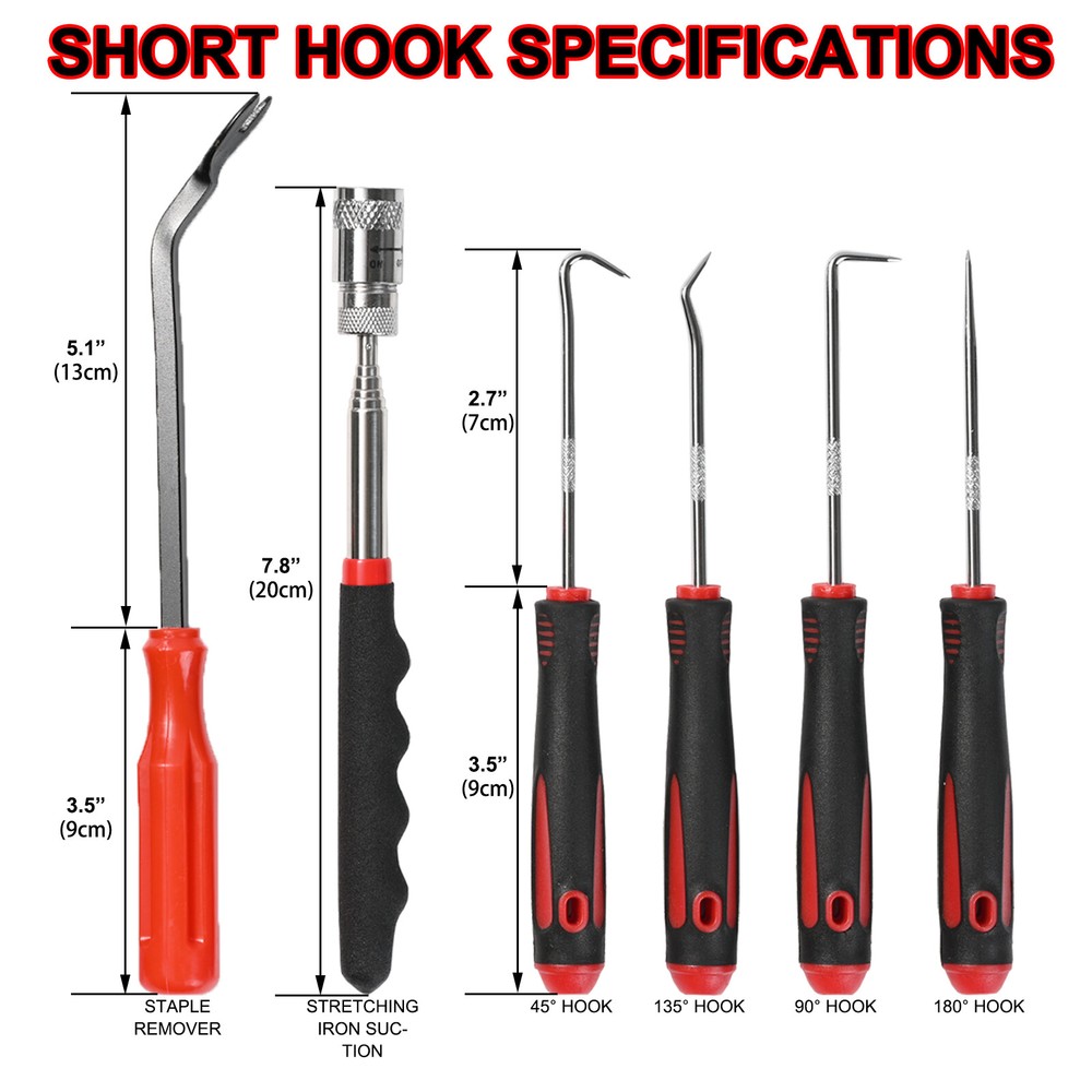 11pcs Pick And Hook Set With Scraper Magnetic Telescoping Hand Tool Kit