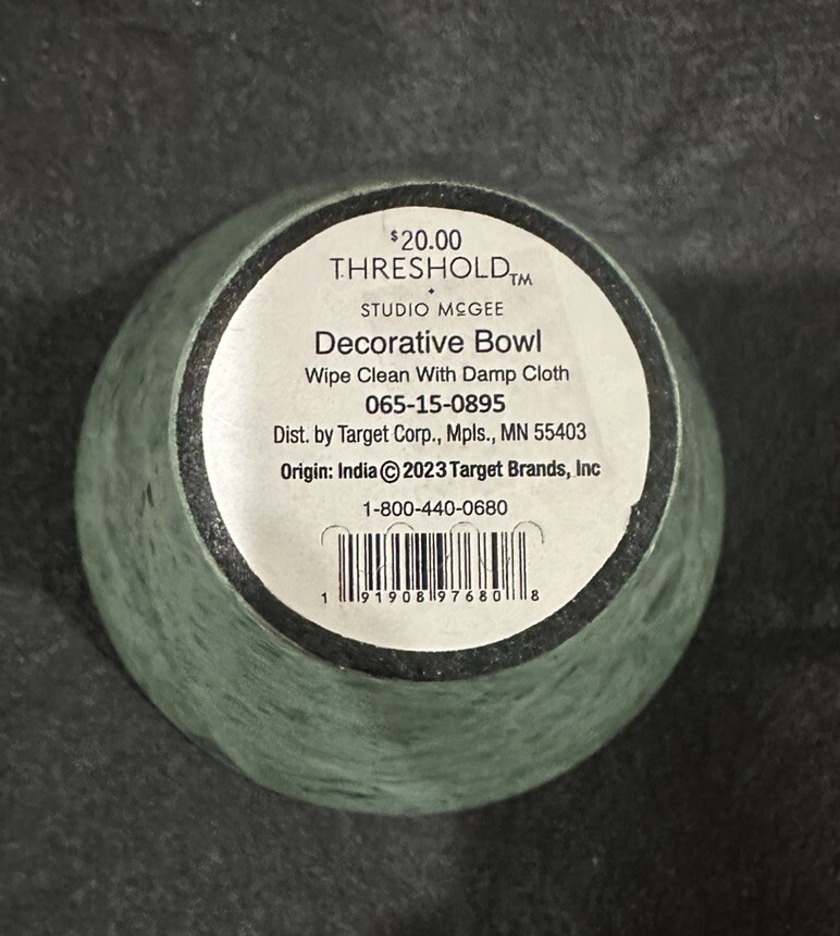 Threshold-Studio McGee Green Marble Decorative Bowl Table Decor Brand New!