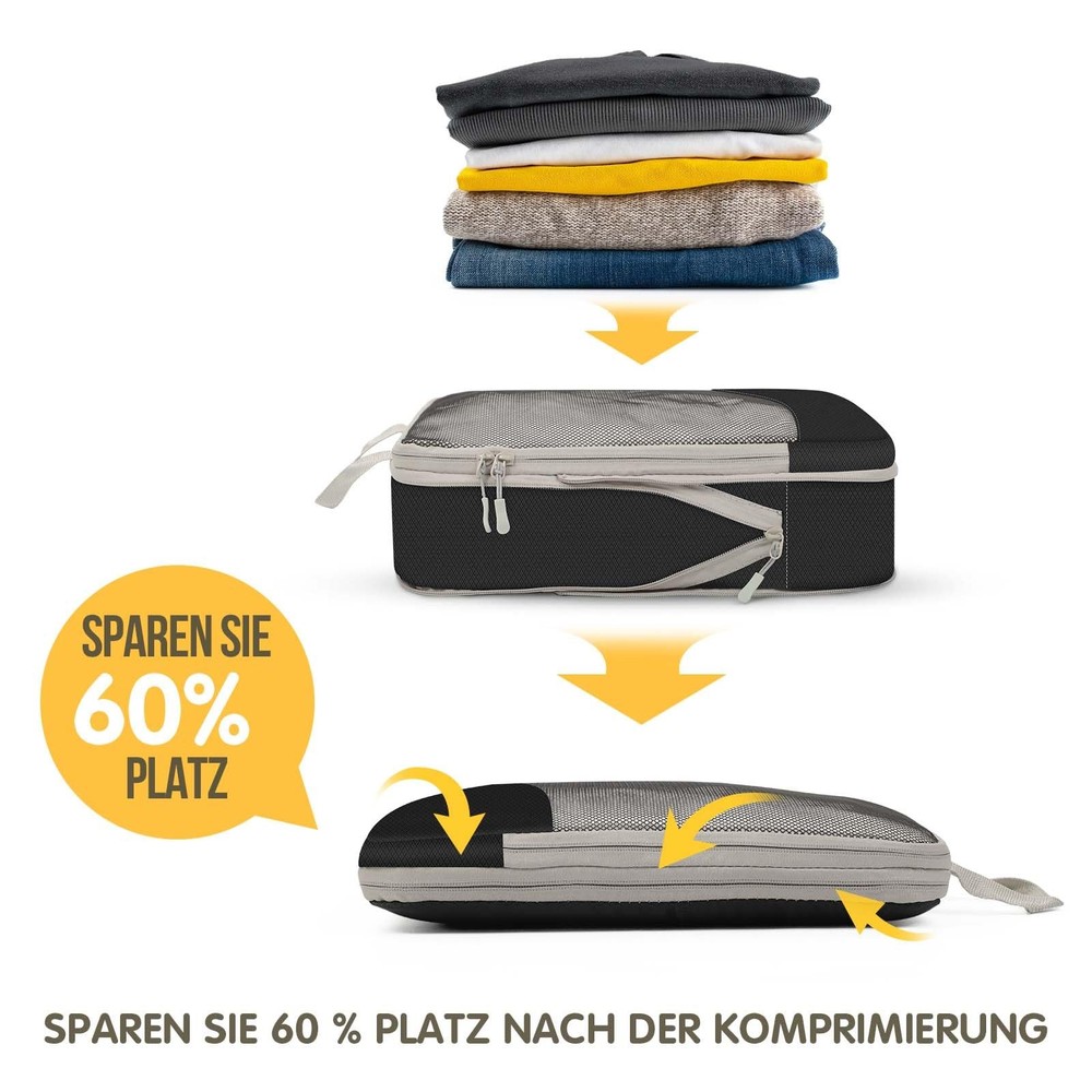 Compression Packing Cubes 8 Set, Dual Zipper Compression Packing Cubes for Tr...