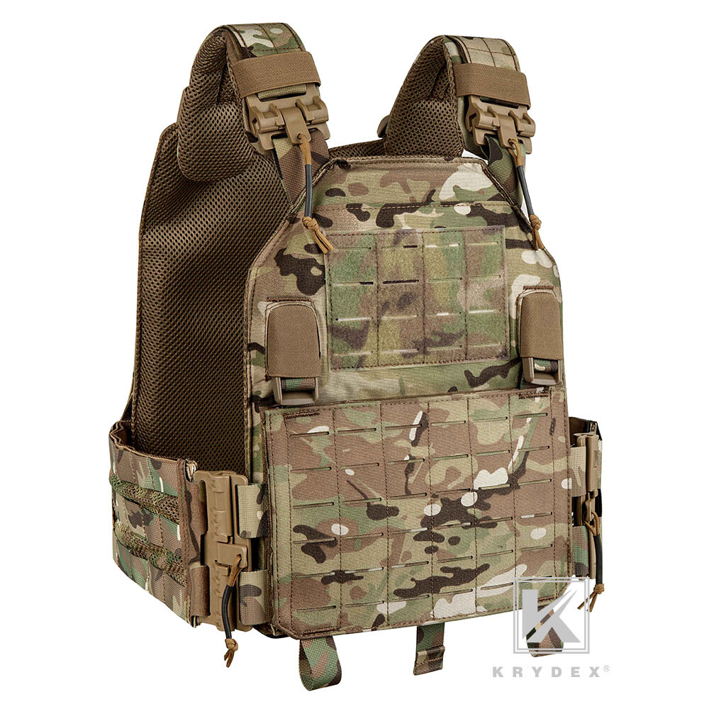 KRYDEX Plate Carrier Tactical Vest Quick Release & Laser Cut MOLLE Panel Camo