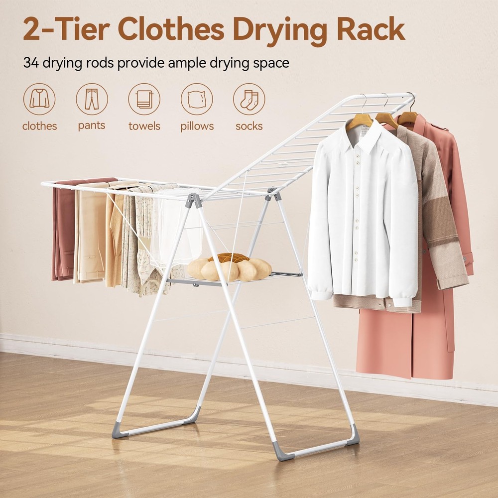 Clothes Drying Rack Foldable Sturdy Metal Laundry Drying Rack