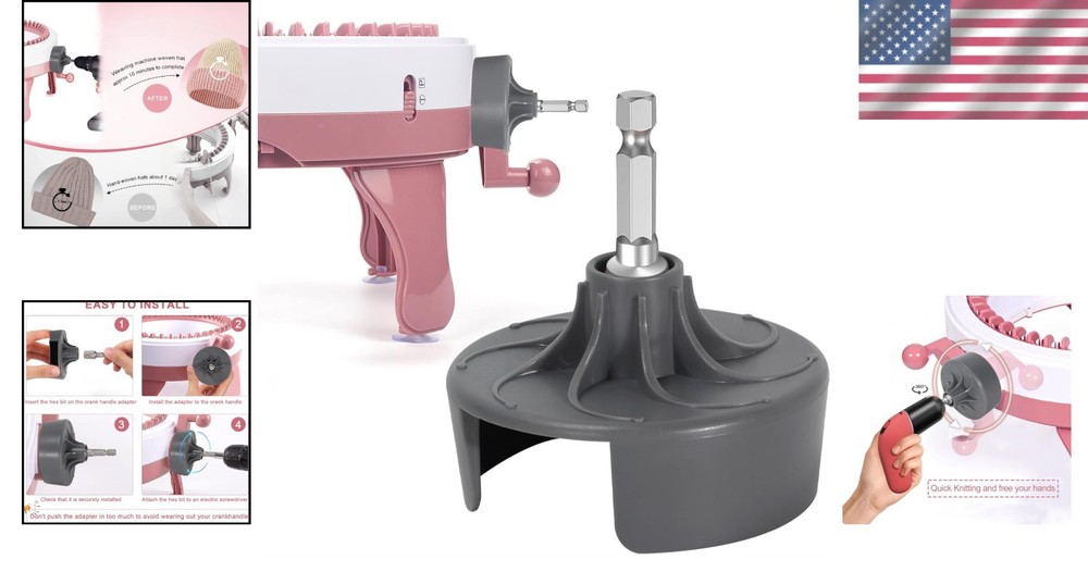 Time-Saving Knitting Machine Adapter with Electric Hex Bit for Quick Projects