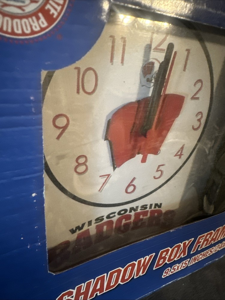 Wisconsin University Collegiate Shadow Box Double Framed Clock & Picture Frame