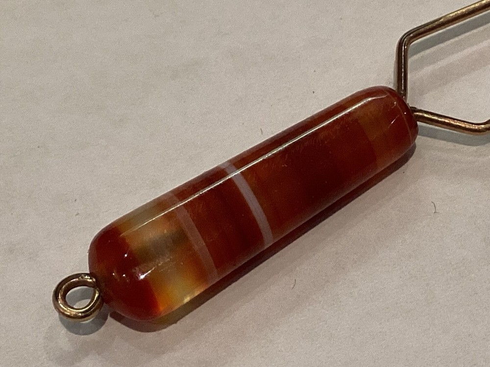 RARE ANTIQUE AUTHENTIC AGATE BUTTON HOOK MUST SEE NO RES