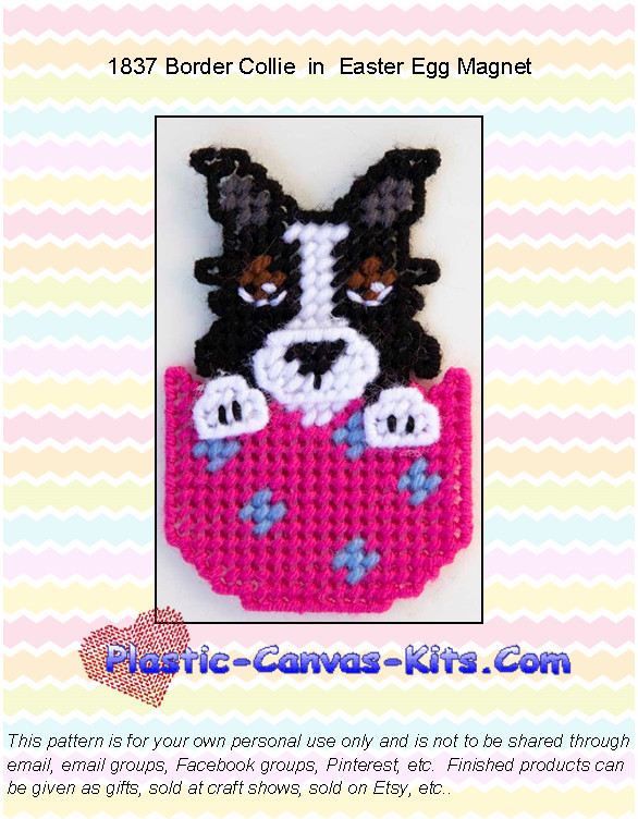 Border Collie in Easter Egg Magnet-Plastic Canvas Pattern/Kit