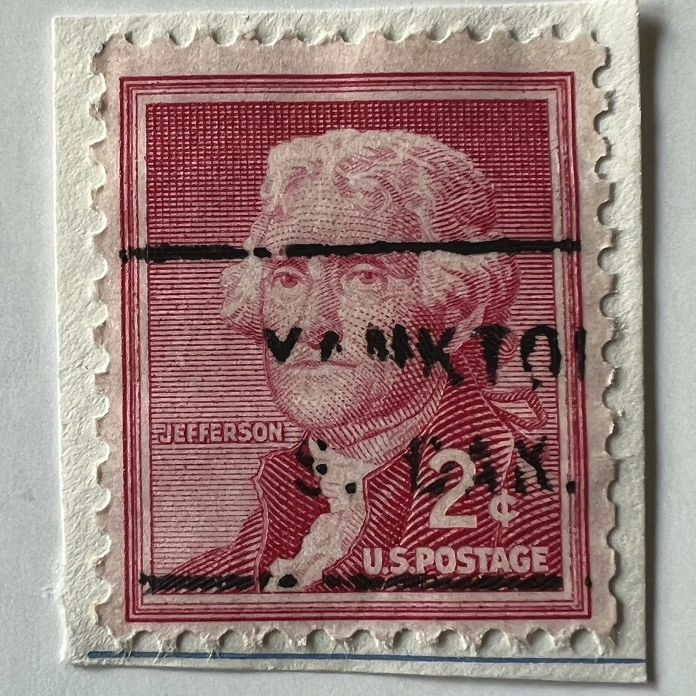 ERROR U.S. PRECANCEL 2C STAMP MISSING INK YANKTON SOUTH DAKOTA