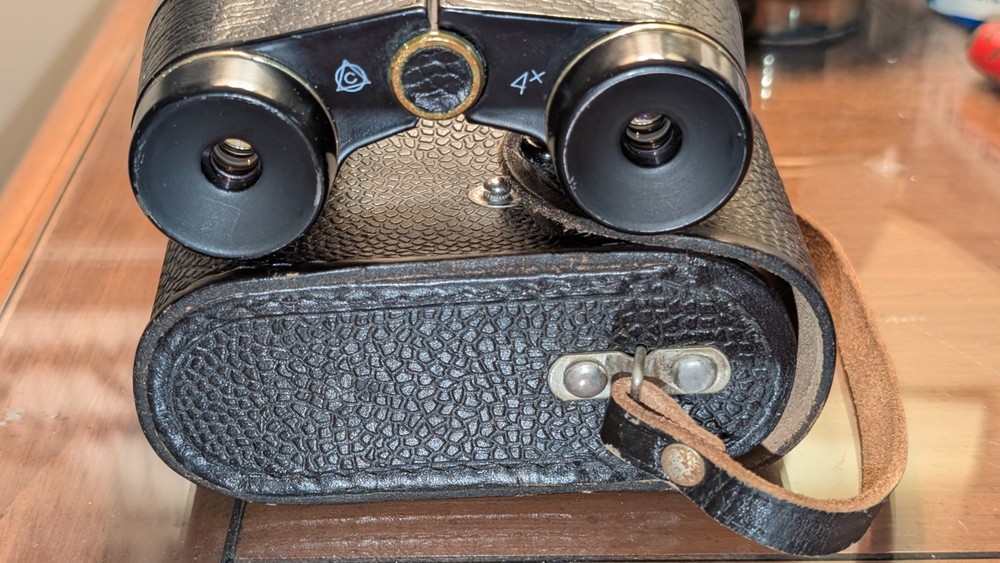 Black opera glasses. Black binoculars. Soviet opera. Binoculars. Leather case