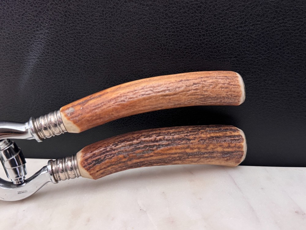 Custom German Stainless Kitchen Poultry Shears Stag Handle, Fork Tip, Take-Apart
