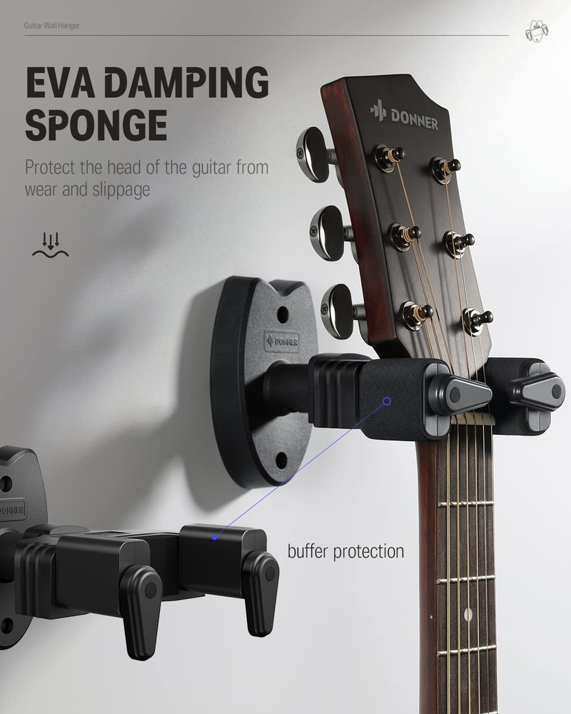 Donner Guitar Wall Mount 2 Pack Automatic Lock Space Saving Guitar Hanger