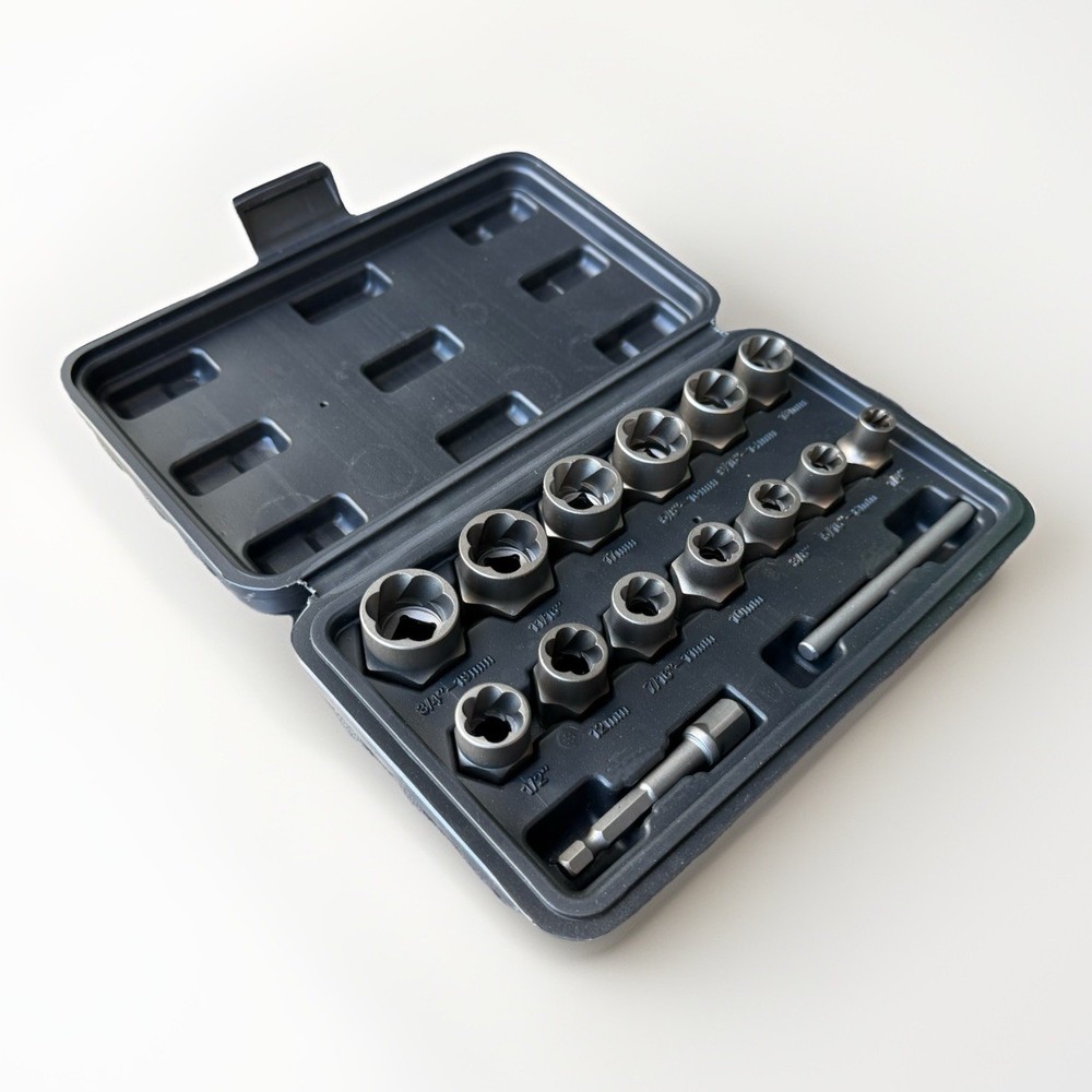 15Pcs Bolt Extractor Kit 3/8" Dr. Impact Bolt & Nut Screws Stud Remover Socket