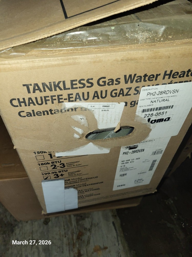 Paloma 199K BTU Residential Direct Vent Natural Gas Tankless Heater PH2-28RDVSN