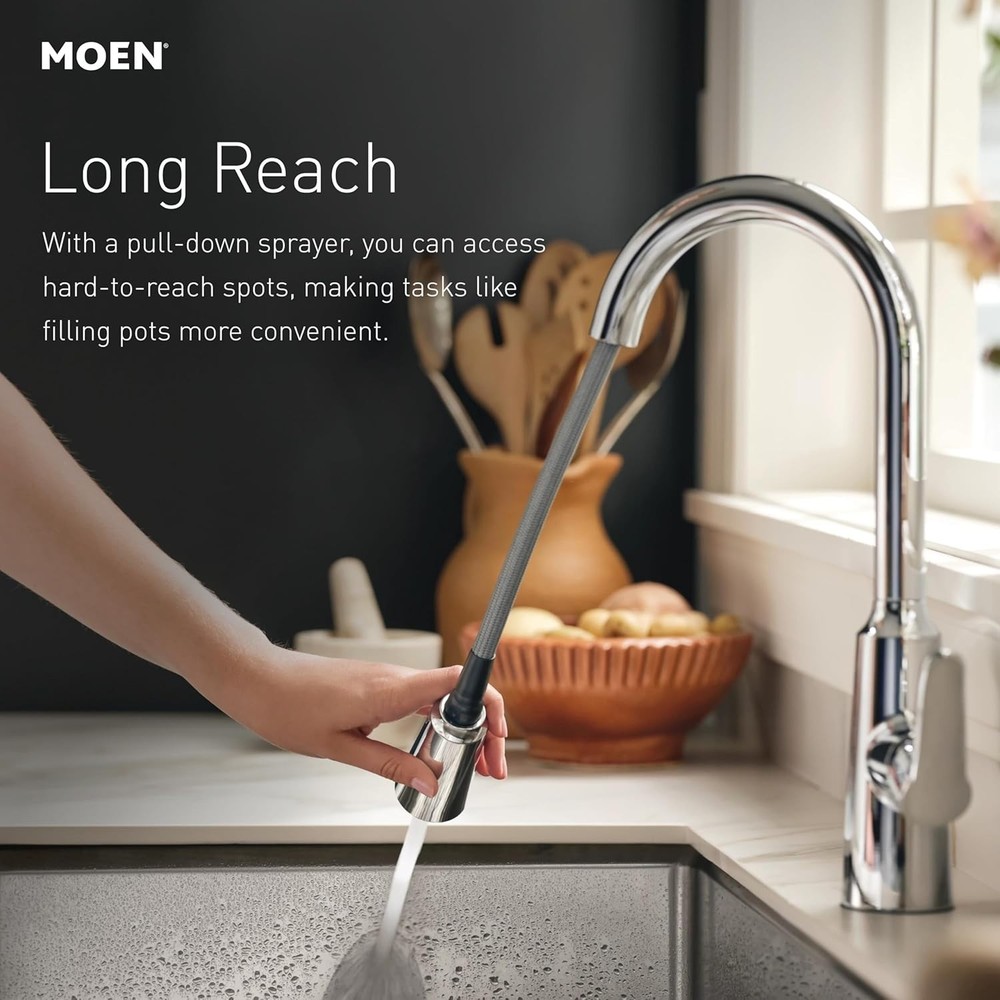 MOEN 7565 Align Chrome Single-Handle Faucet, Single Mount, Kitchen Power Clean