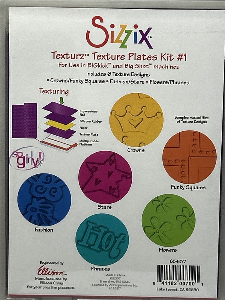 Sizzix Texturz Texture Plates Kit #1 for Embossing & Texturing