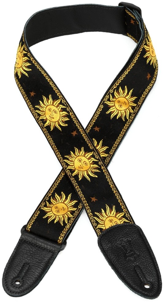Levy's MPJG '60s Sun Polyester Guitar Strap - Black/Yellow (3-pack) Bundle