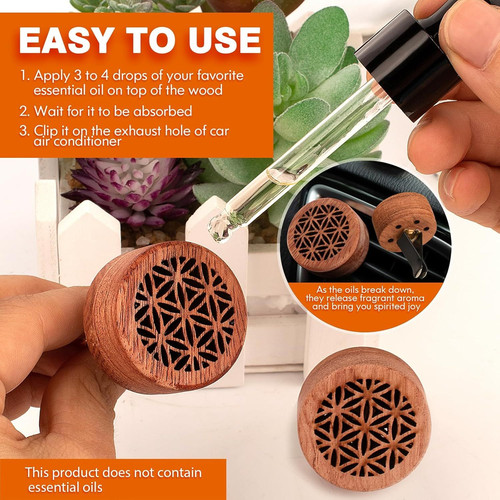 Essential Oil Car Diffuser, 2 PCS Aromatherapy Wood Diffuser with A-type