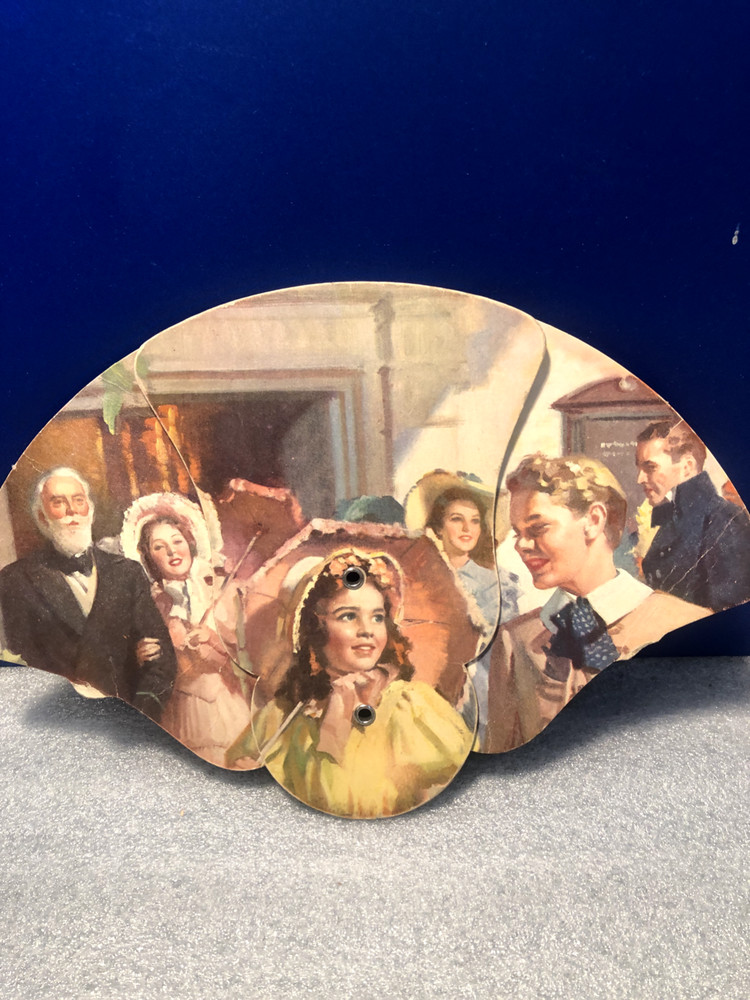 Vintage Tri-Fold Advertising Folding Fan W/Multiple Characters