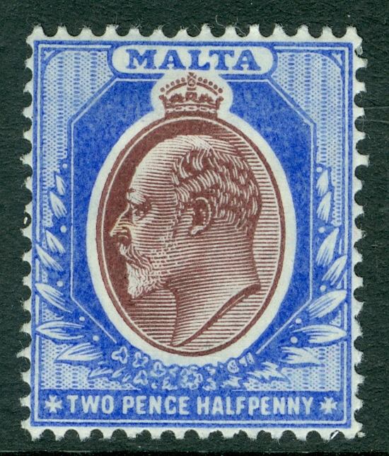 SG 52 Malta 2½d maroon & Blue fine mounted mint CAT £35