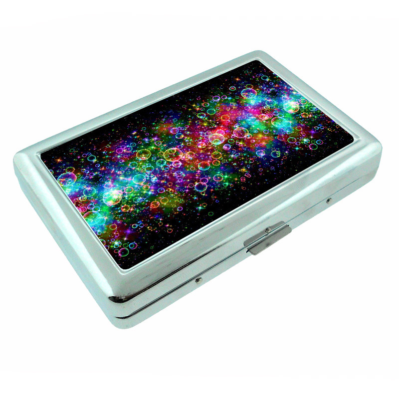 Rainbow Bubbles Em1 Silver Metal Cigarette Case RFID Protection Wallet