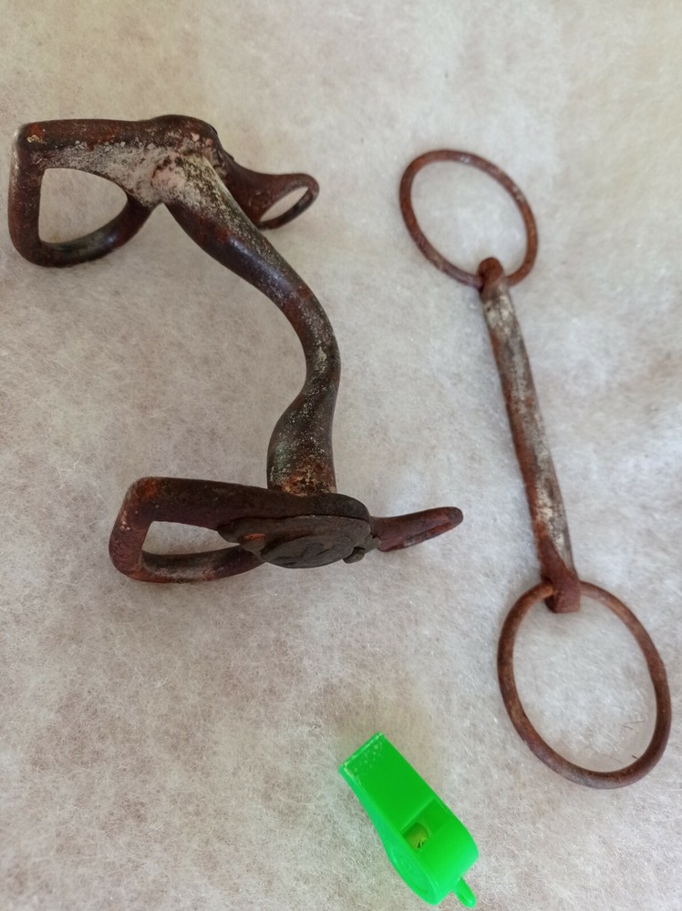 Original Rare Antique Primitive short shank iron bit.