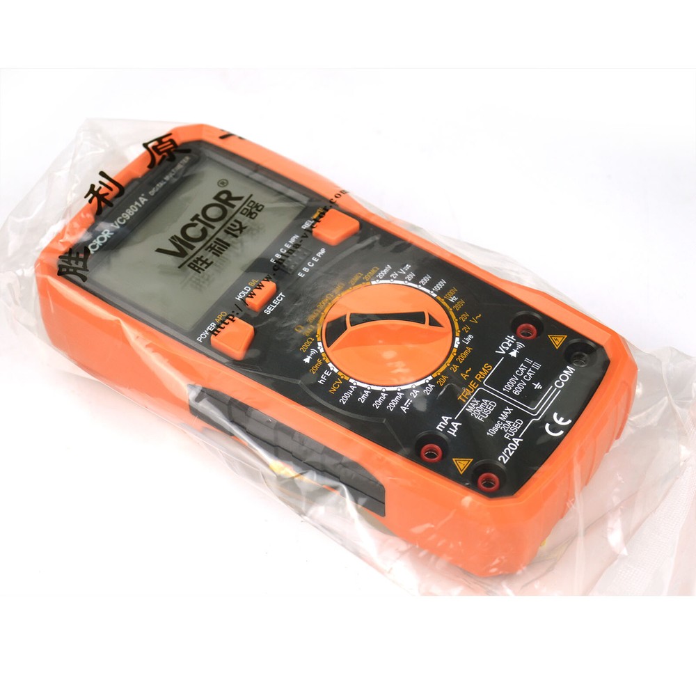 VICTOR VC9801A+ 3 1/2 Digital Multimeter True RMS Transistor Ammeter Voltmeter #