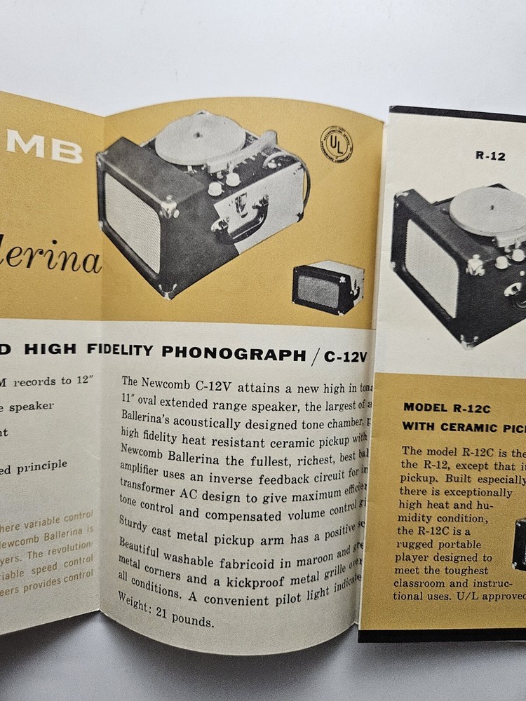 Vintage Newcomb Portable Phonograph Brochure