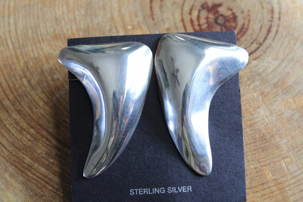 Puffed Sterling Silver Modern Look Earrings