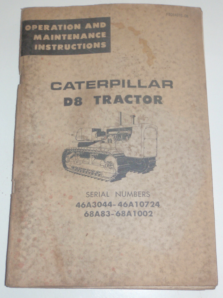 Caterpillar Book D8 Tractor Operation and Maintenance Instructions
